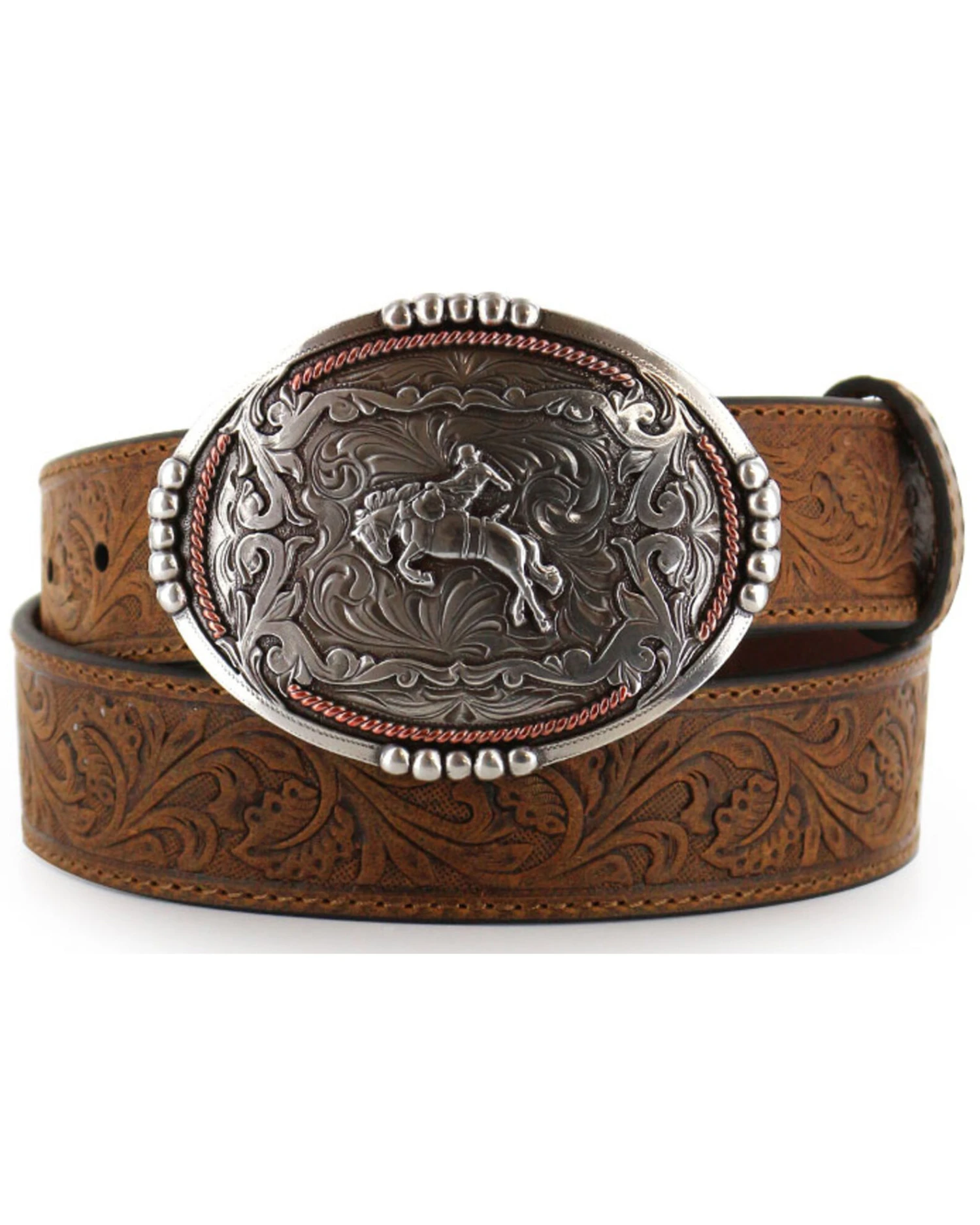 Cody James Men's Bronc Buckle Tooled Leather Belt - Image 2