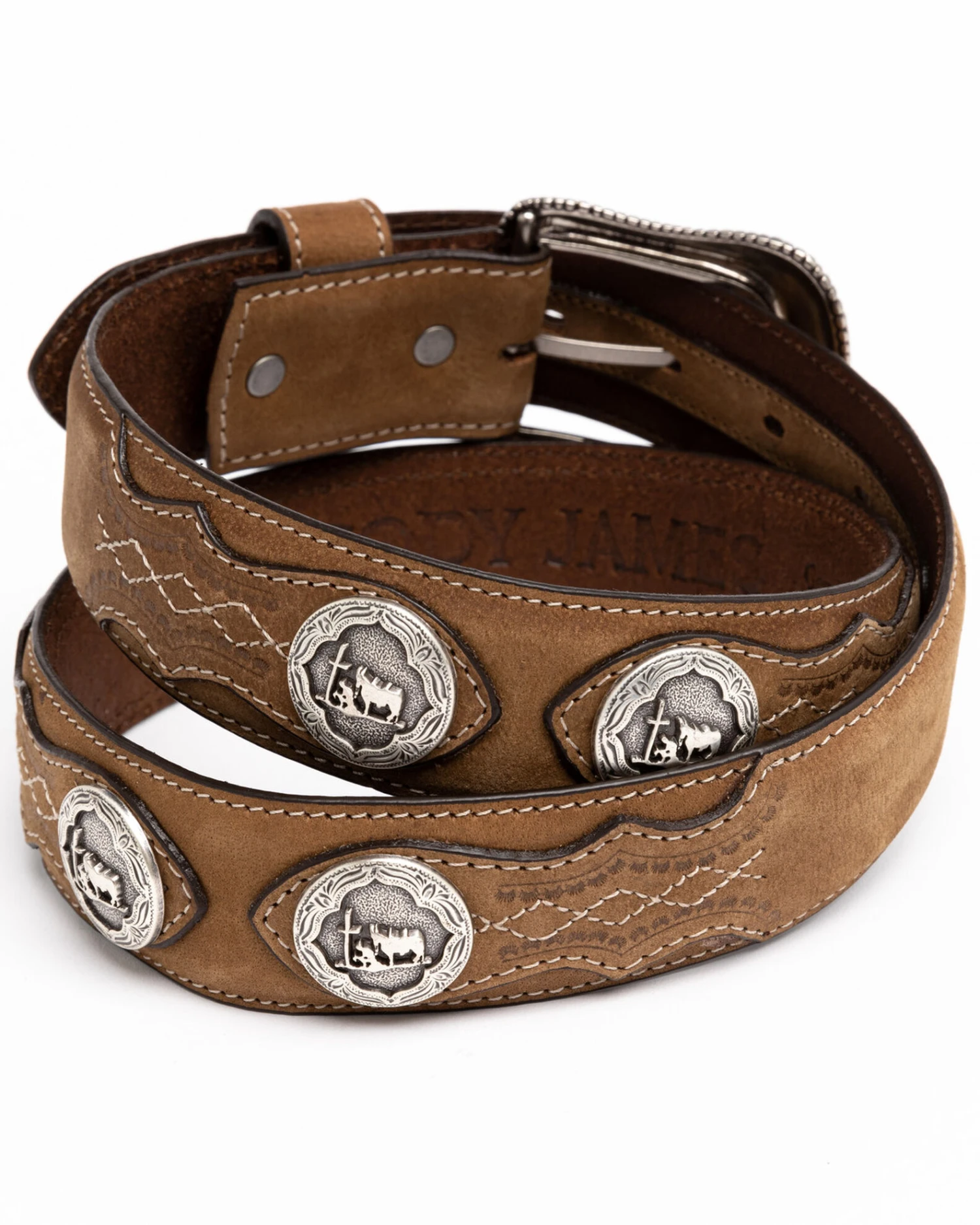 Cody James Men's Hair-On Praying Cowboy Concho Western Belt