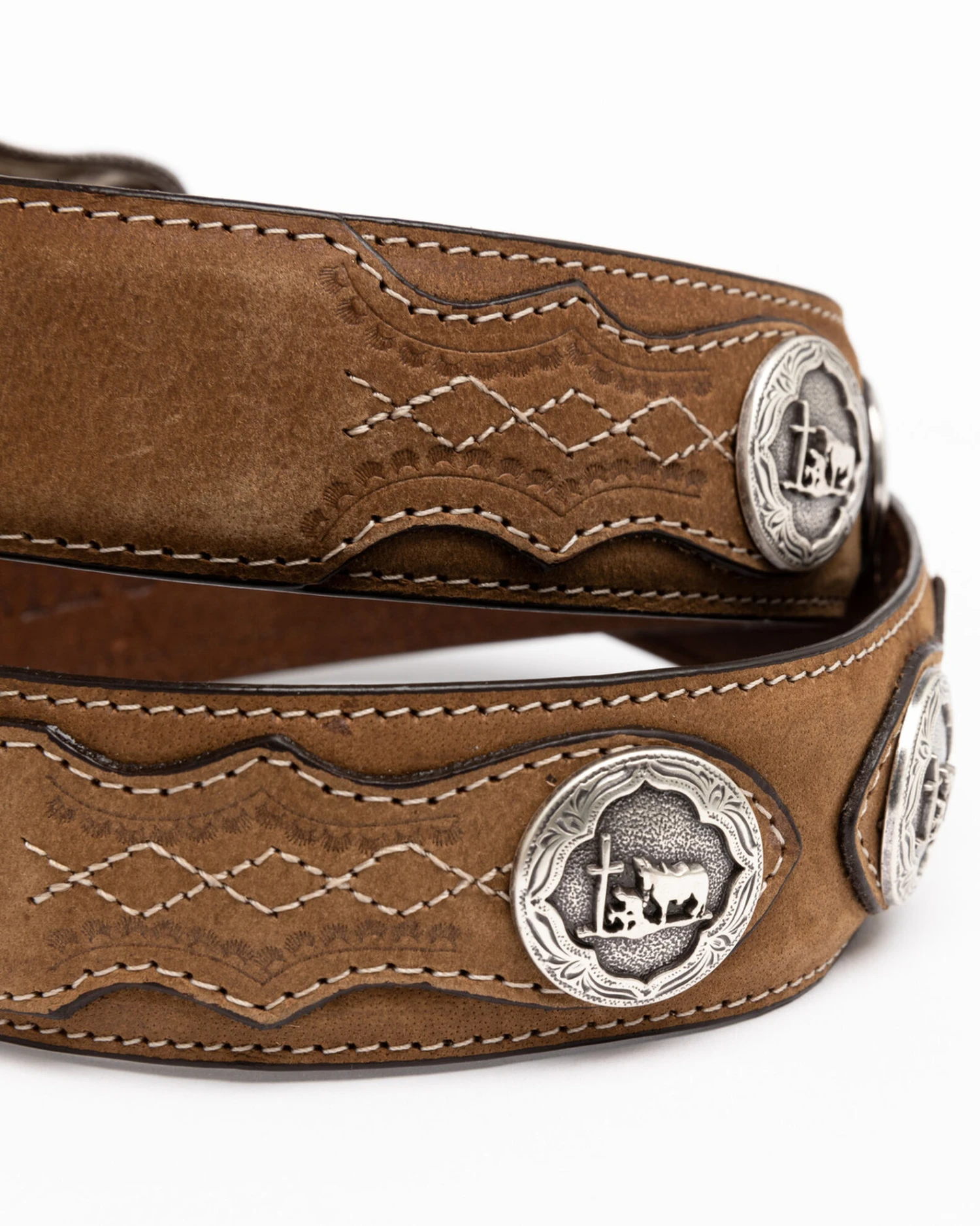 Cody James Men's Hair-On Praying Cowboy Concho Western Belt - Image 3