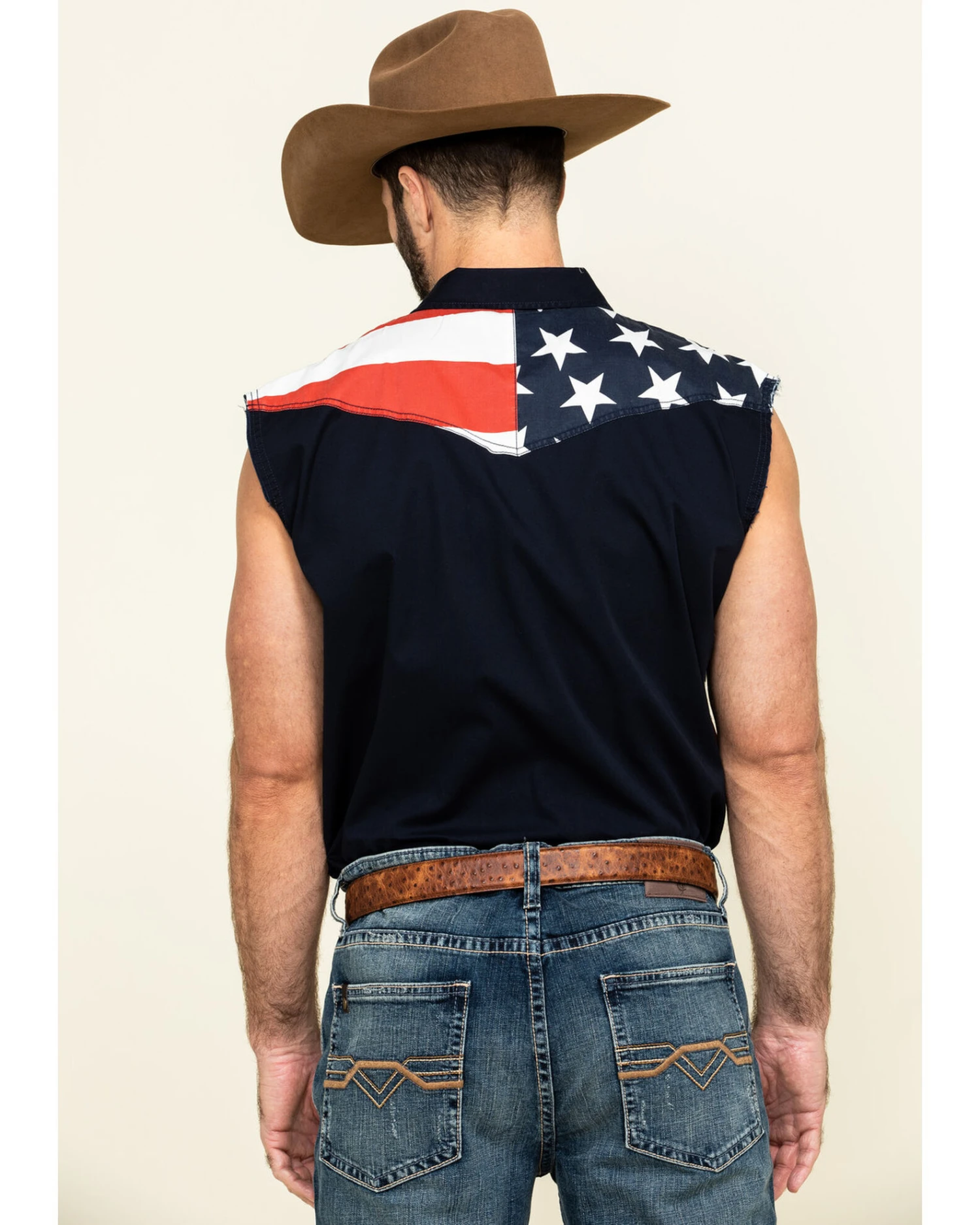 Cody James Men's American Flag Bubba Sleeveless Western Shirt - Image 2