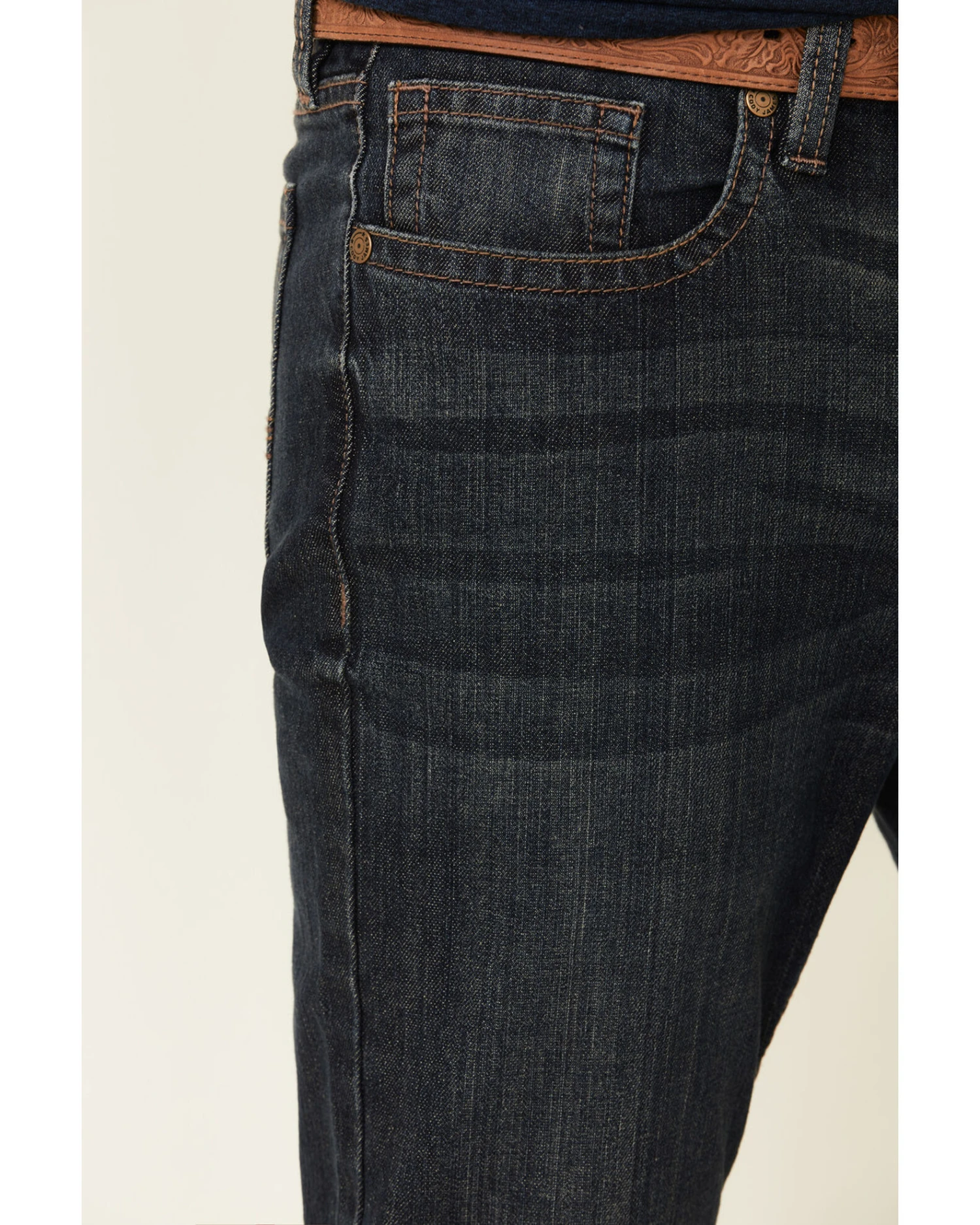 Cody James Men's Barn Sour Dark Wash Stretch Slim Straight Jeans - Image 5