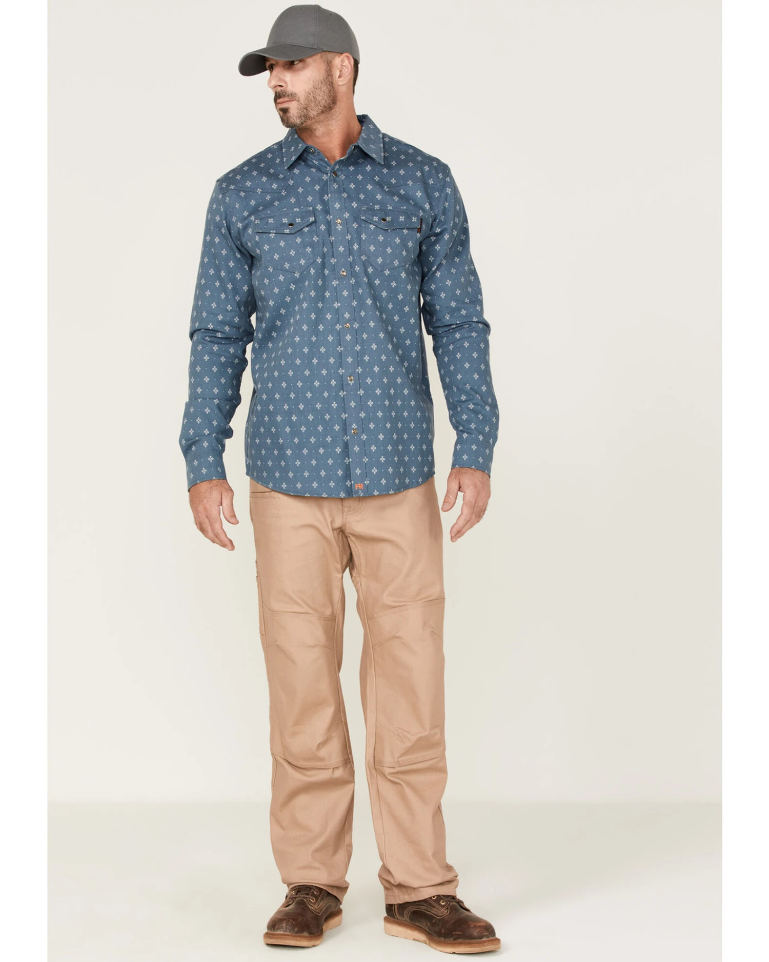 Cody James Men's FR Foulard Print Long Sleeve Pearl Snap Work Shirt - Image 2