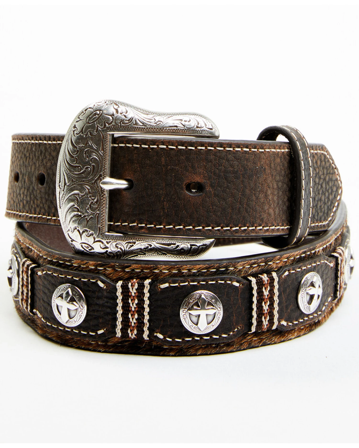 Cody James Men's Hair-On Cross Concho Western Belt