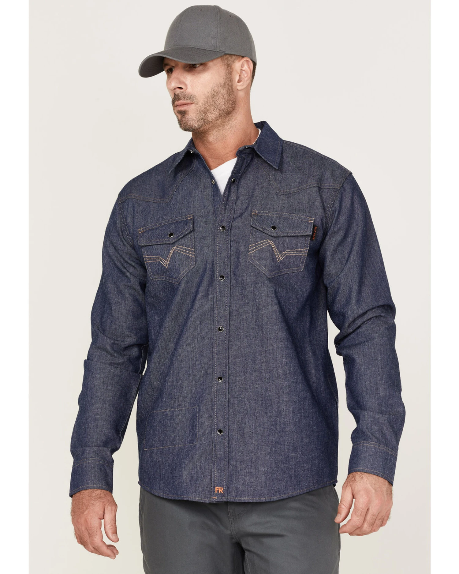 Cody James Men's FR Denim Mount Vernon Long Sleeve Snap Work ShirtÂ