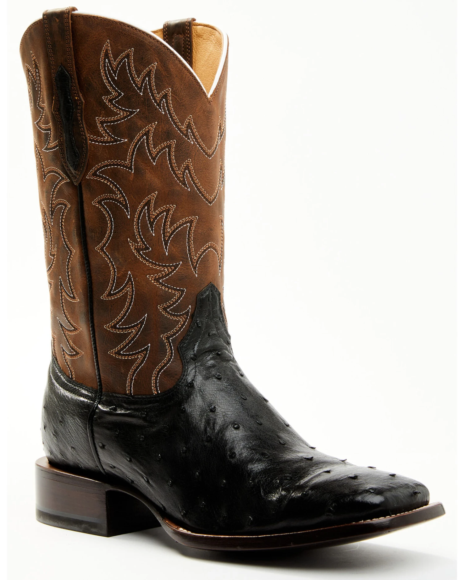 Cody James Men's Saddle Black Full-Quill Ostrich Exotic Western Boots - Broad Square Toe - Image 3