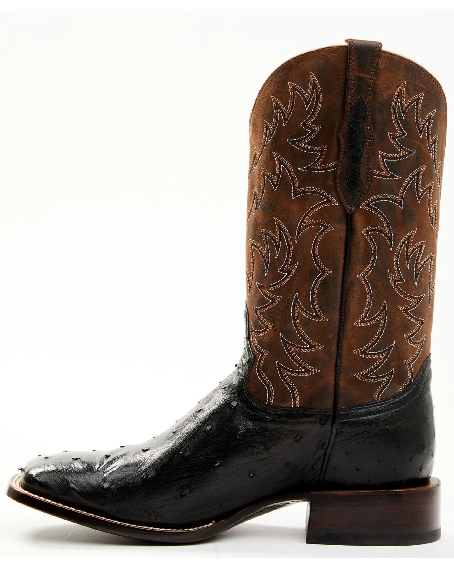 Cody James Men's Saddle Black Full-Quill Ostrich Exotic Western Boots - Broad Square Toe - Image 7