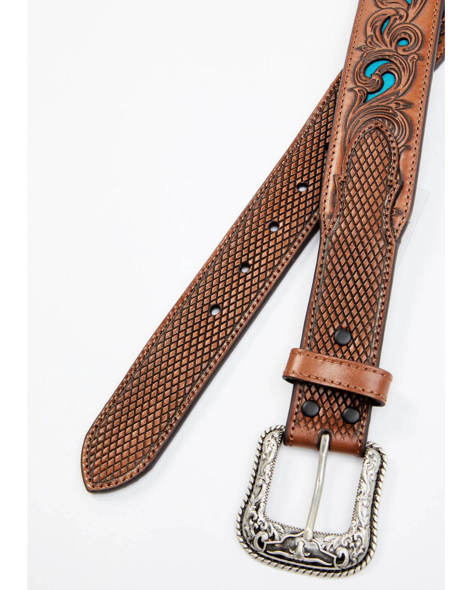 Cody James Men's Basketweave Turquoise Belt - Image 2