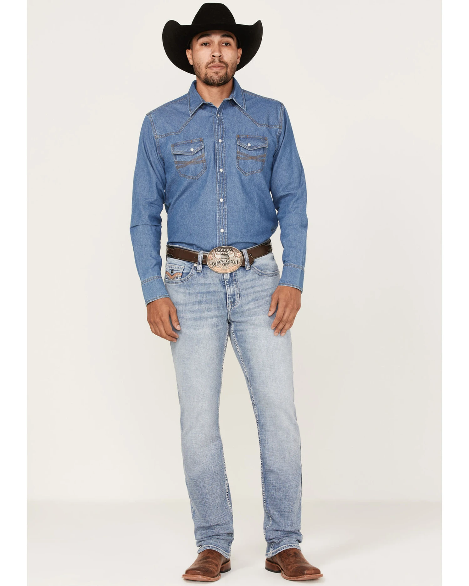 Cody James Men's Fandango Light Medium Wash Stretch Slim Straight Jeans - Image 4