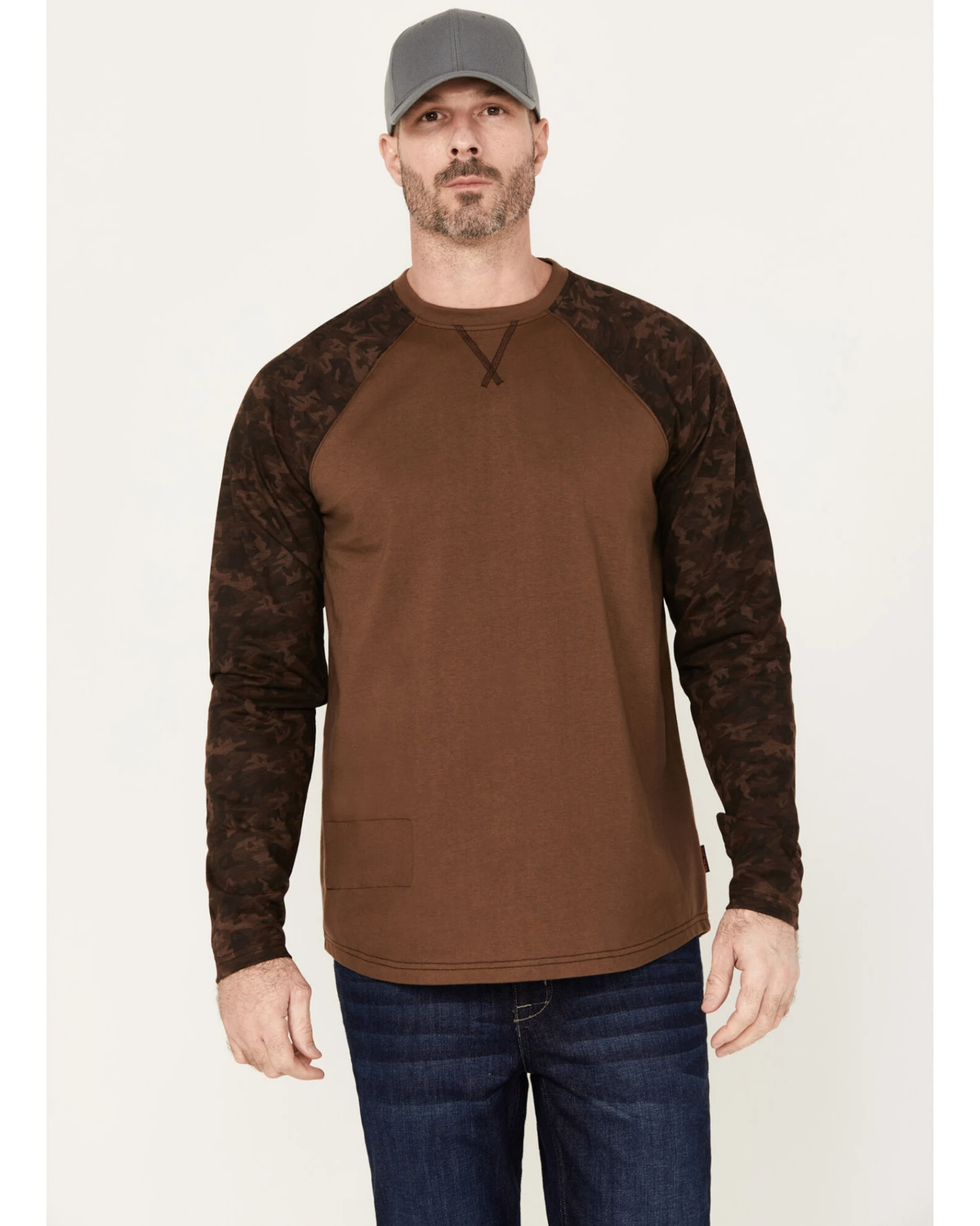 Cody James Men's Camo Color Block Long Sleeve Baseball Work T-ShirtÂ