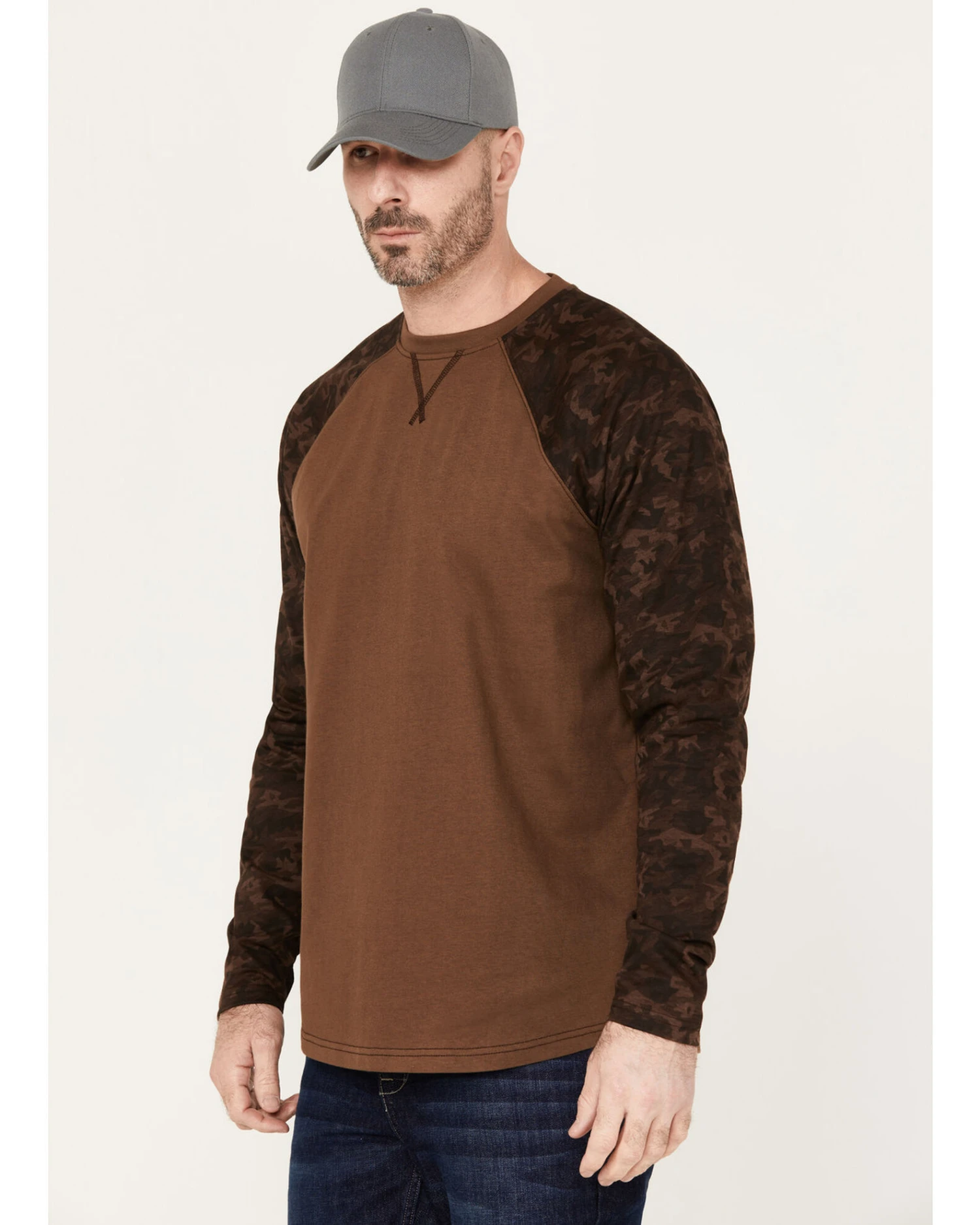 Cody James Men's Camo Color Block Long Sleeve Baseball Work T-Shirt - Image 2