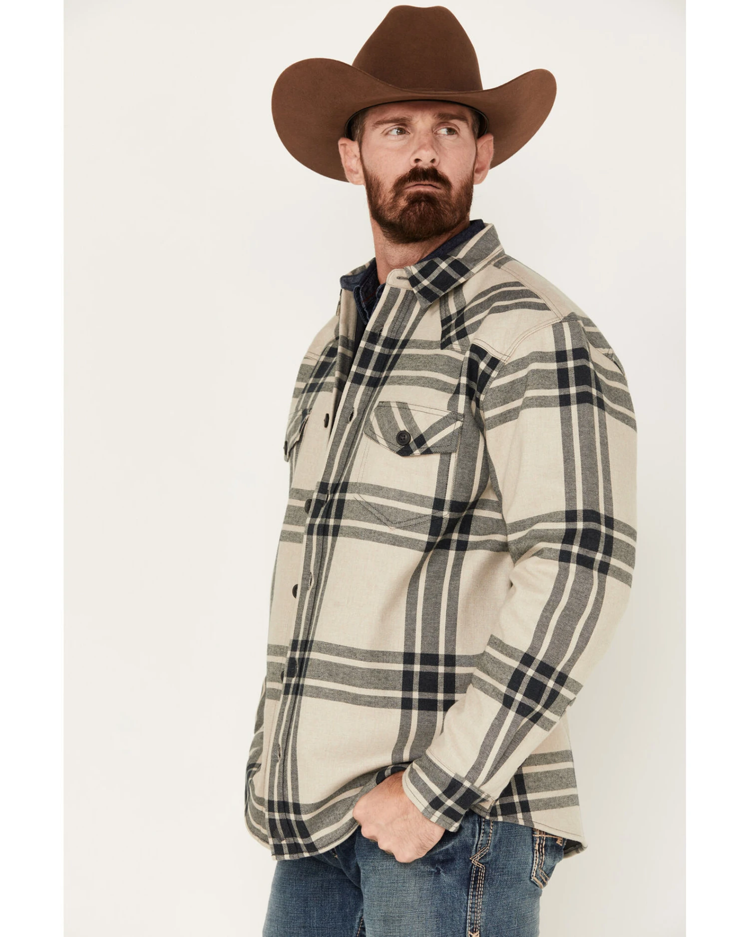 Cody James Men's Tavern Large Plaid Bonded Long Sleeve Button Down Flannel Jacket - Image 2