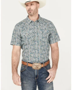 Cody James Men's Crazy Days Paisley Print Short Sleeve Western Snap Shirt