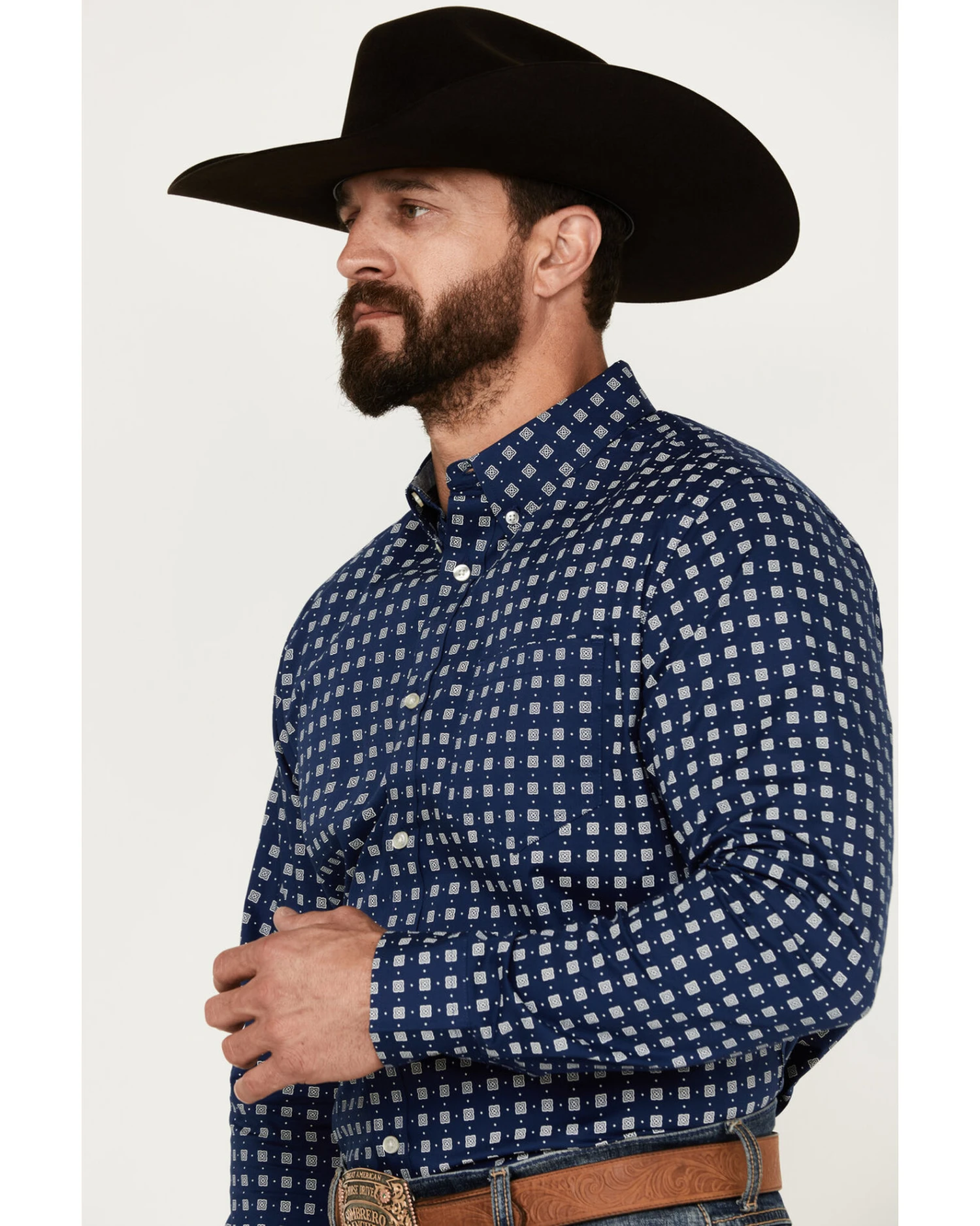 Cody James Men's Rough Road Geo Print Long Sleeve Stretch Button-Down Western Shirt - Big - Image 2